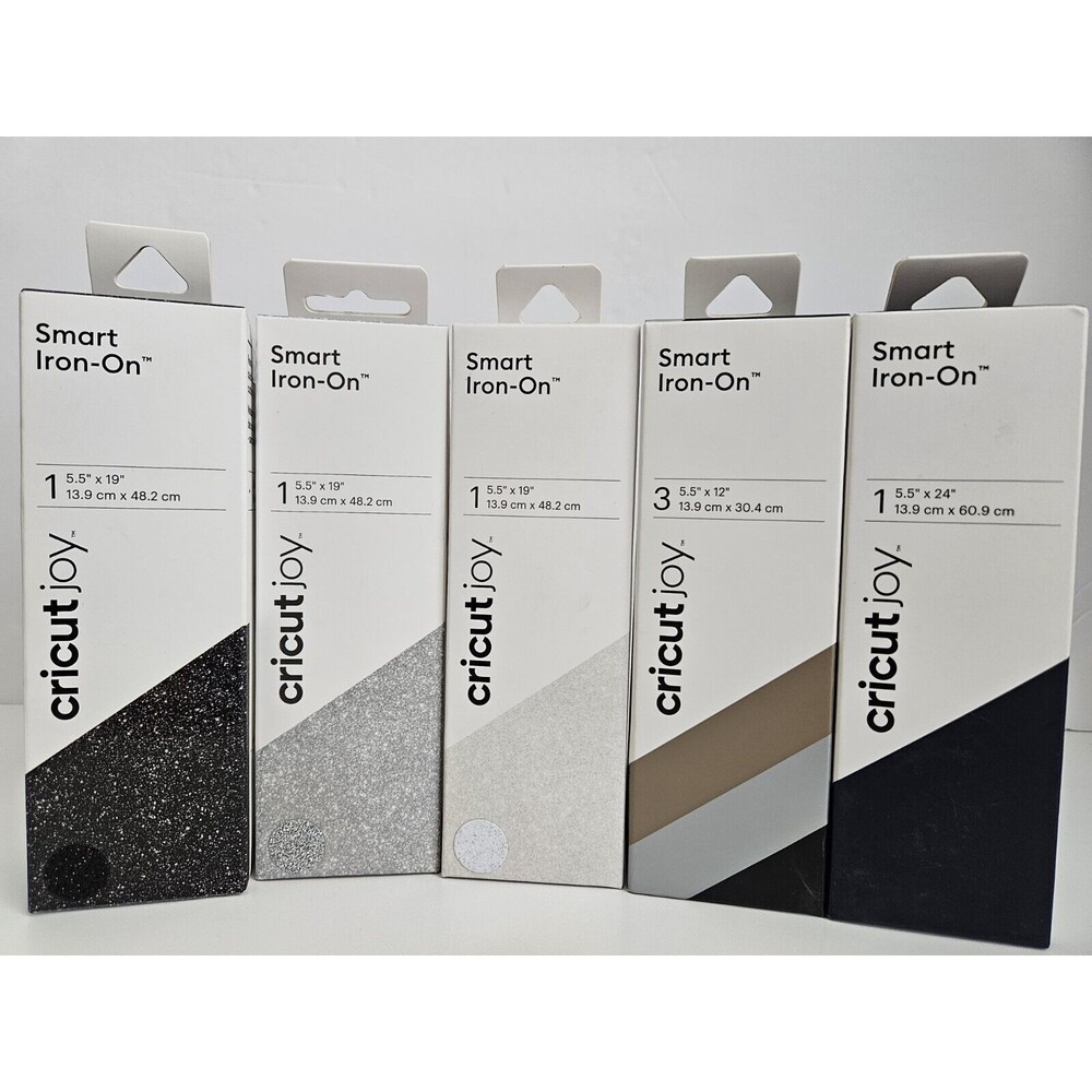 Cricut Joy Lot 5 Smart Iron-on Vinyl 3-Glitter/Navy/Classic Sampler Matte